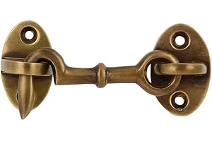 A29 Cabin Hook, 2 3/4 inches Brass Latch, Hook and Eye Latch for Door, Cabin Door Gate Latches, Window Sash Catch Barn Door Locks and Latches, Antique Brass Finish