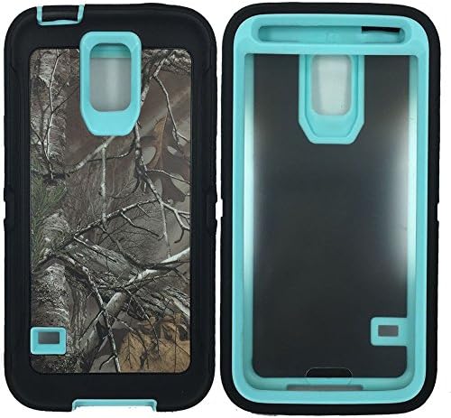Galaxy s5 Case, Kecko Camo Case Heavy Duty Hunting Tough Camo Tree Shockproof Dirtproof Defender Military Grade Hybrid Case Cover w/ Built-in Screen Protector for Samsung Galaxy S5 (xtra light blue)