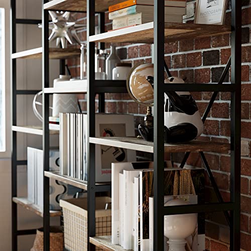 IRONCK Bookcases and Bookshelves Triple Wide 6 Tiers Industrial Bookshelf, Large Etagere