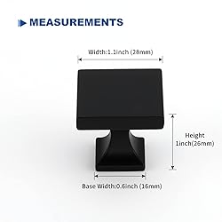 homdiy 30 Pack Black Square Cabinet Knobs Matte
