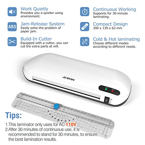 Laminator Machine,Laminator Machine,JZBRAIN A4 laminator with Trimmer, Two Minutes Fast Warm-Up, Rapid High Efficient Laminating, Hot & Cold Laminating Machine, 9 inch Max Width