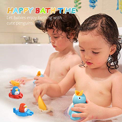 Bath Toys Bathtub Toy for Toddlers Kids Babies 2 3 4 5 Years Old Boys and Girls, 1 Floating Penguin with Music and LED light, 2 Squirting Cute Penguins Toy Baby Bath Toy Birthday Gift Ideal Color Box