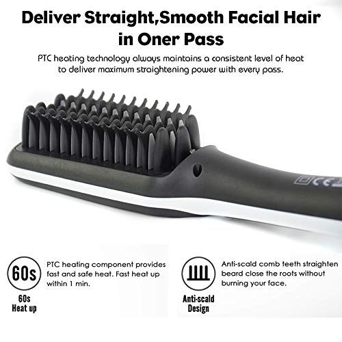 image for Forher 2019 Ionic Beard Straightener Comb, Electrical Heated Irons Hai