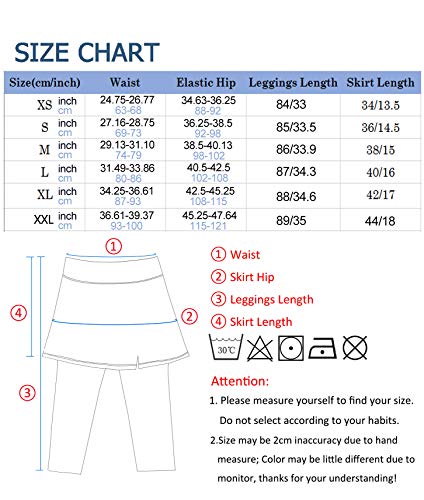 slimour Women Skirts with Leggings Fleece Lined Leggings with Pockets Yoga Pants with Skirt Black L - Thumbnail 4
