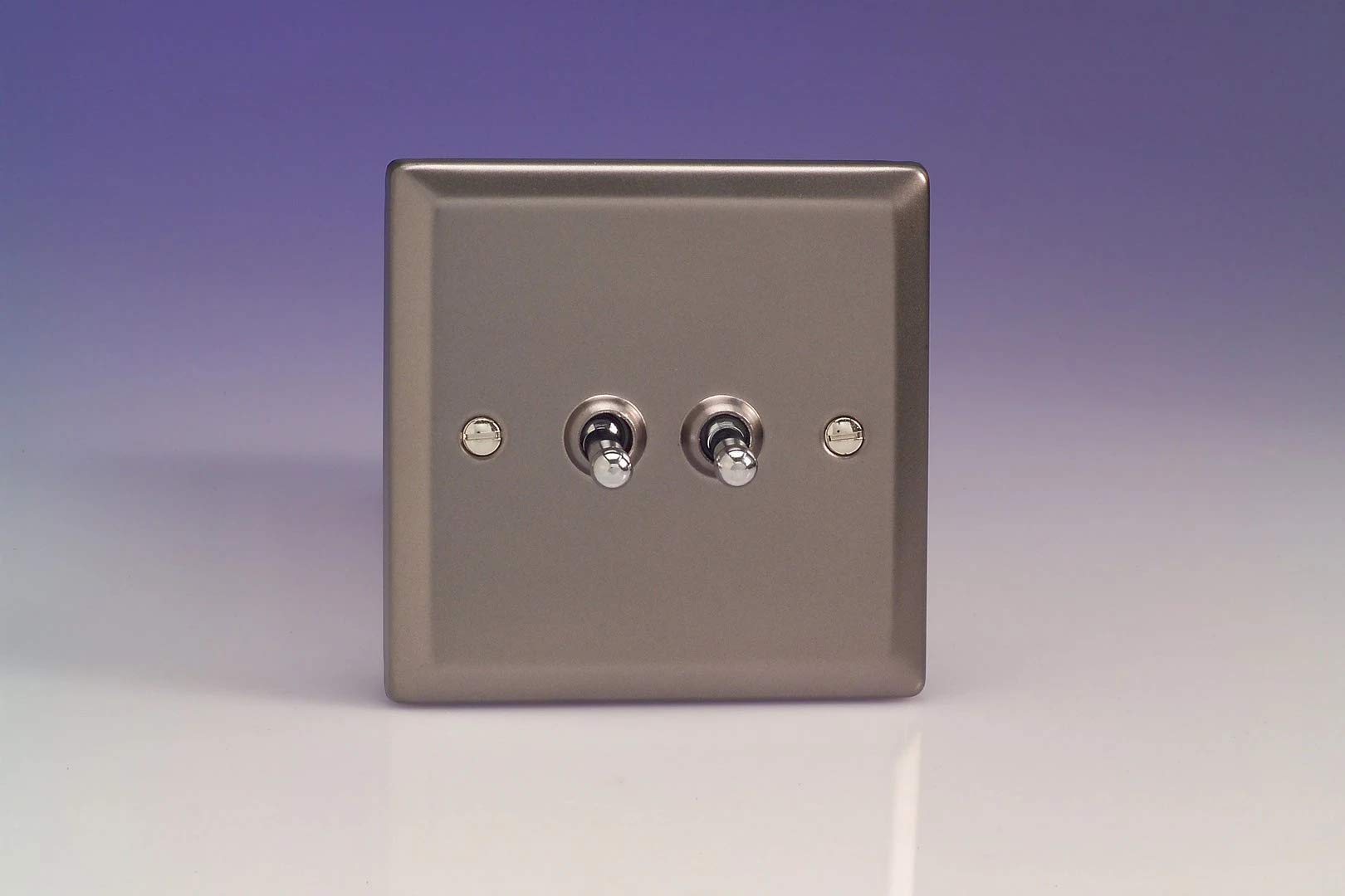 Varilight XRT2 Toggle Switches Pewter Effect 2 Gang, 91x91x36mm
