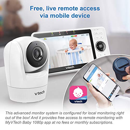 Vtech Upgraded Smart Wifi Baby Monitor Vm901 5 Inch 7p Display 1080p Camera Hd Nightvision Fully Remote Pan Tilt Zoom 2 Way Talk Free Smart Phone App Works With Ios Android Pricepulse