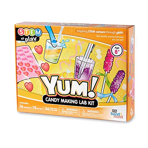 hand2mind Candy Making Kit Science Kit for Kids 8-12, Candy for Kids Science Kit with Fact-Filled Guide, Rock Candy Sticks, Gummy Worms Candy Lab, STEM Toys, 16 Science Experiments
