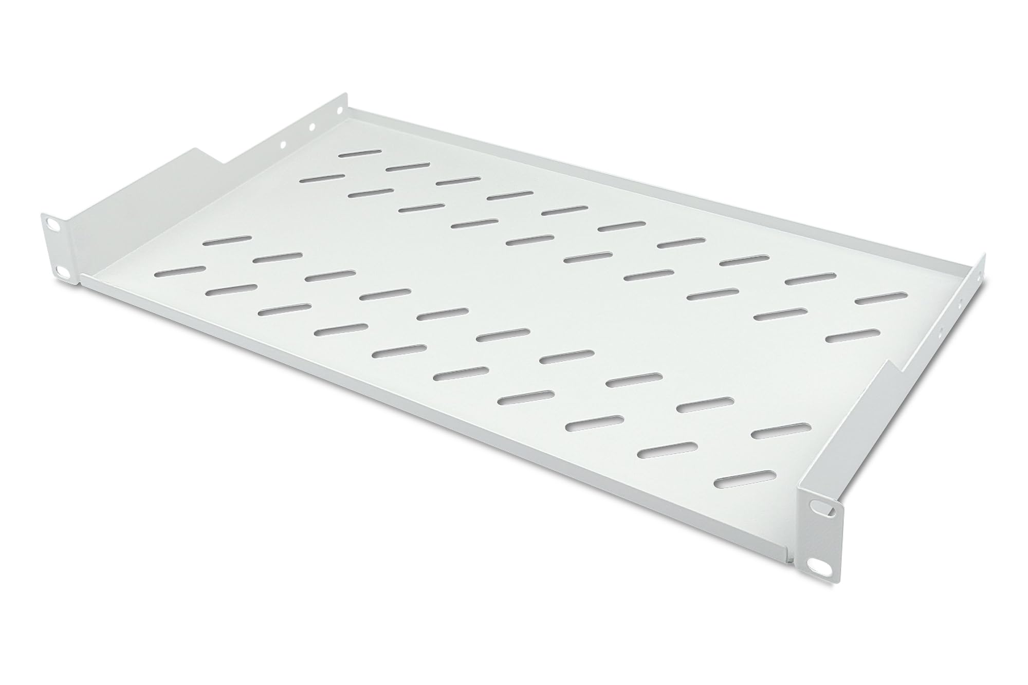 DIGITUS fixed shelf – 19-inch – 1U – front mounting – max. load 15 kg – for network cabinets & server cabinets – from 450 mm cabinet depth – Grey