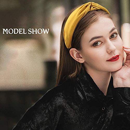 6 Pack Wide Plain Headbands,Unime Twist Knot Turban Headband Yoga Hair Band Fashion Elastic Hair Accessories for Women and Girls,Children 6 Colors