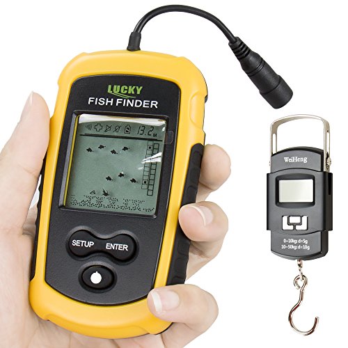 Portable Wired Fish Finder Transducer Round Sonar Sensor LCD Display Fishfinder with Electronic Hanging Digital Weighting Fishing Scale