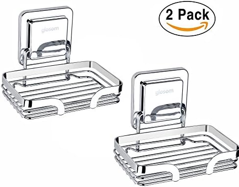 Soap Dish Stainless Steel Soap Holder, Strong Adhesive No Falling, 2 Pack
