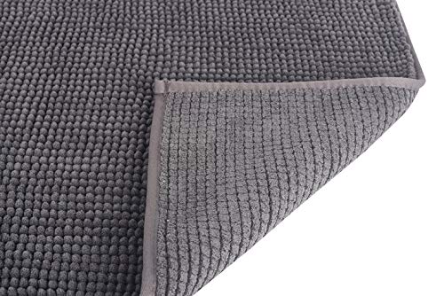 Bath Rug 20"x 30" Grey Ultra Thick and Soft Texture Chenille Bathroom Rug Non-Slip Door Mat for Kitchen/Entryway (Charcoal) - Thumbnail 2