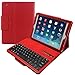 Eoso Keyboard Case for Apple iPad 2/3/4 Folding Leather Folio Cover with Removable Bluetooth Keyboard for iPad 2/3/4 Tablet (Dark Red)