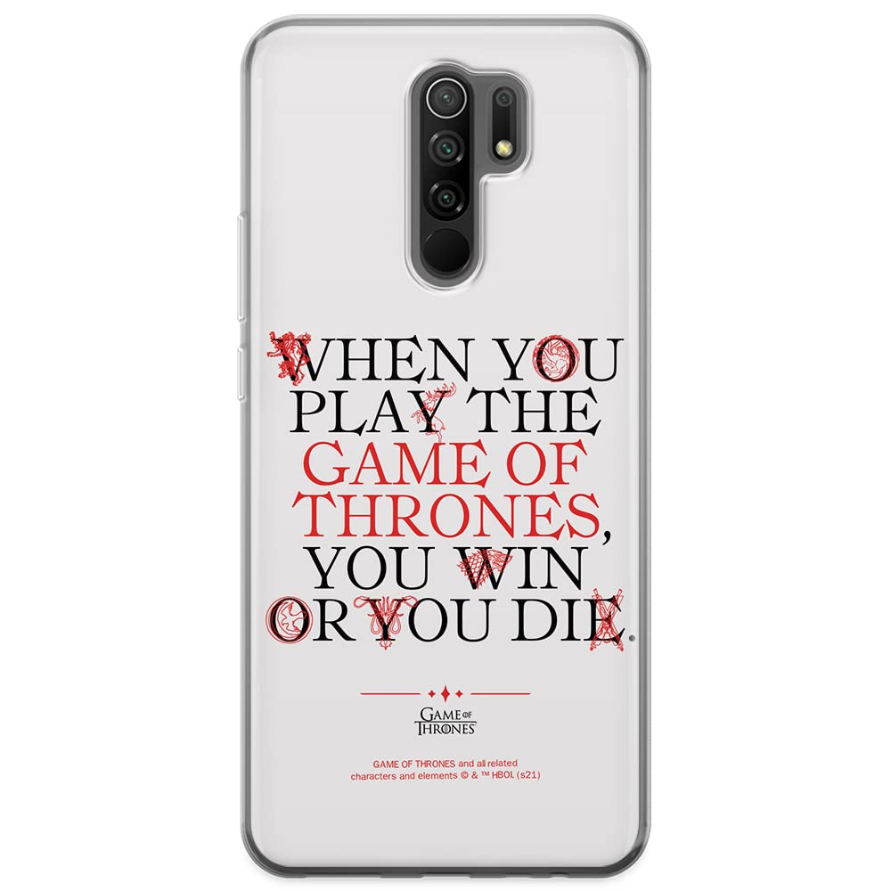 ERT GROUP mobile phone case for Xiaomi REDMI 9 original and officially Licensed Game of Thrones pattern 009 optimally adapted to the shape of the mobile phone, case made of TPU