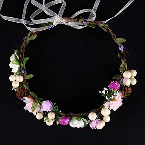 Nature Flower Headband Crown with Floral Wrist Band For Wedding Festival Party