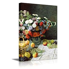 Still Life with Flowers and Fruit by Claude Monet - Impressionist Modern Art - Canvas Art Home Art - 12x18 inches