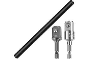 9/16" (12inch) Hollow Socket with 360° Rotatable 1/2" Impact Grade Socket Adapter, Impact Nut Driver Set with 1/4" Hex Shank,