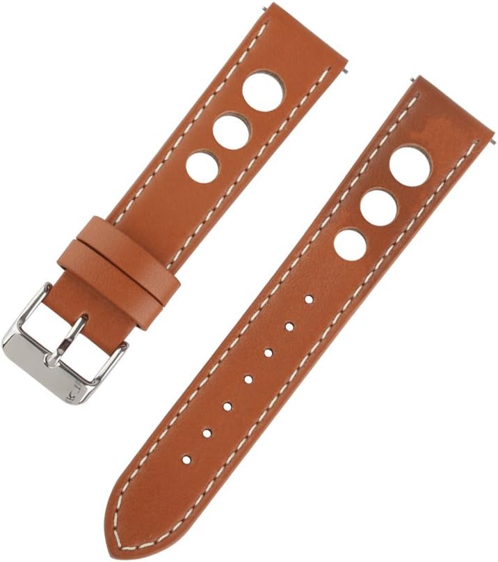 Ivystore 20/22/24mm 3 Holes Genuine Italian Leather Rally Racing Sport Watch Strap with Quick Release Spring Bar