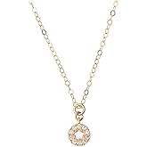 Designed by Stacey Handmade Tiny CZ Circle Necklace, 14KT Gold-Filled Chain, Gold Vermeil Pendant, Layered Jewelry Idea, Gifts for Her, Mother's Day, Birthday, Graduation, 16 to 18" Adjustable Length