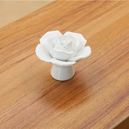 image for CSKB White 5 PCS 40mm Round Rose Ceramic Door Knob follow pattern love