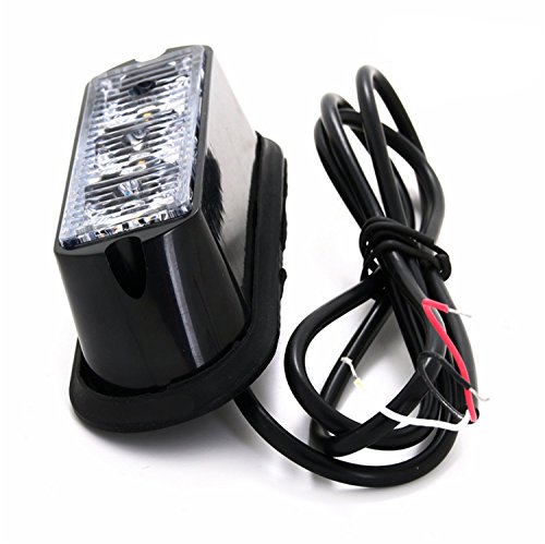 TASWK 3-LED Bulb Flashing Strobe Lights for Trucks Cars Vehicle Waterproof Emergency Grill Lights (Red) - Thumbnail 3