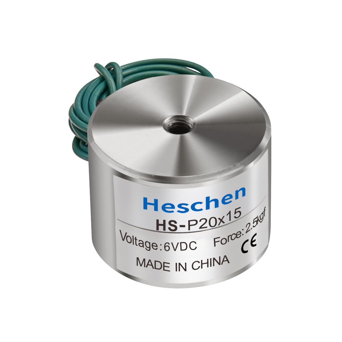 Heschen Electromagnet Magnet Solenoid, P20-15, OD 20mm, DC 6V, 2.5Kg/5.5lb