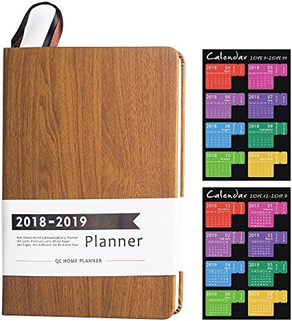 2018 Planner with No Date Design Academic Weekly, Monthly and Yearly Planner Sturdy PU Cover and Thick Paper Efficient Layout to Achieve Your Goals & Improve Productivity, 8.25"x5.75" (Wood Texture)