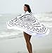 Bonita Beach Collection Round 'Roundie' Beach Towel Thick Terry Cotton with Fringe Tassels - Various Designs & Colors (The Wanderlust (Black & White))