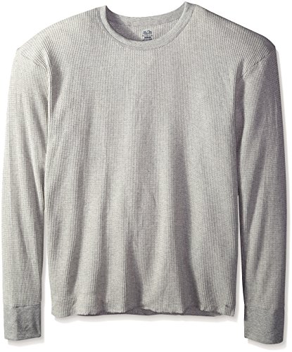 Fruit of the Loom Men’s Big and Tall Classics Midweight Waffle Thermal Underwear Crew Top (1 & 2 Packs), Light Grey Heather, 3X-Large