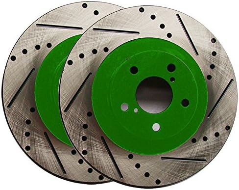 Speedy Brake Kit Drilled and Slotted Disc Brake Kit - Front Rotors with Race Ready Pads SB1239X2RRGRN - Green