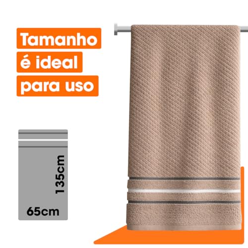 Toalha Banho Gigante Algodão Luxo Macia Alta Absorção Felpuda Premium Fio Penteado Hotel Spa Cor Taupe