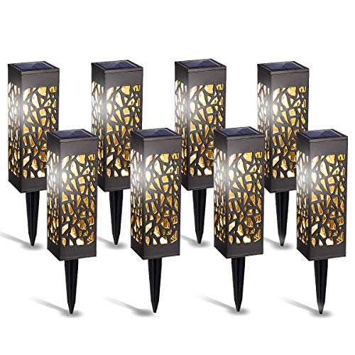 GIGALUMI Solarleuchten Garten 8 Pack warmweiße Solar Gartenleuchte wasserdichte Solarlampen für außen, Garten, Terrasse…