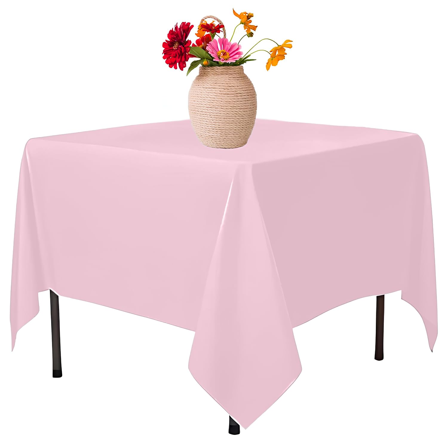 Elegant Event Essentials-Polyester Square Table Plain Cloth/Cover – For Home Décor Wedding Parties Dining Table Cafe Restaurant & Banquet- Stain & Wrinkle-Free-Washable 45 x 45 Inch Light Pink