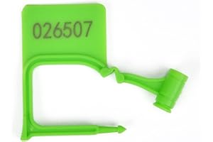 RASUNKAE 100pcs Plastic Padlock Seals Disposable Self-Locking Plastic Tags Numbered Tamper Proof Security Padlock Seals for Luggage, Document Bag, Transportation, Briefcase (Green)