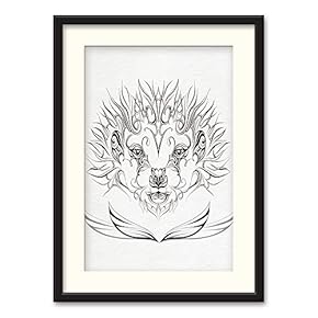 Black Paper Framed Canvas Wall Art for Living Room, Bedroom Black and White Beasts Canvas Prints for Home Decoration Ready to Hanging - 23x31 inches