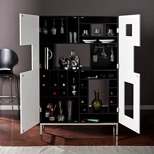 Southern Enterprises Shadowbox Wine/Bar Cabinet, Black