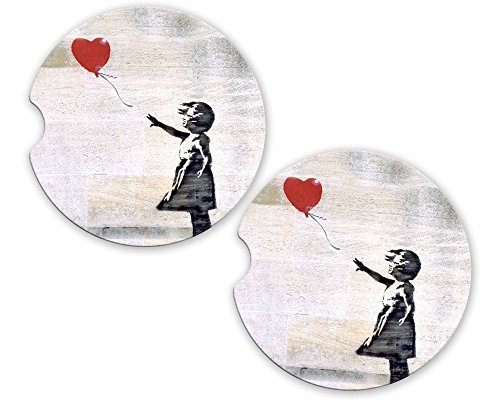 Banksy Car Coaster â€“ Cup Holder Coaster For Drinks â€“ Absorbent Ceramic (Set of 2) â€“ Car Accessories