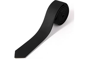 Puistr Skinny Ties Black Ties For Men and Women Solid Pure Color 1.58" (4CM) Plain Formal Slim Neckties