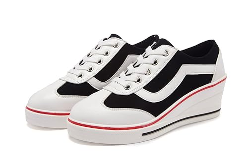 women's canvas high-heeled fashion sneaker pump shoes