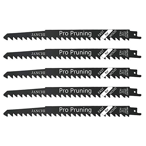 5 Pack 3-TPI Fast Wood Cutting Reciprocating Saw Blades, HCS Big Tooth Reciprocating Saw Pruning Blades For Fast Clean Cuts Through All Types of Wood