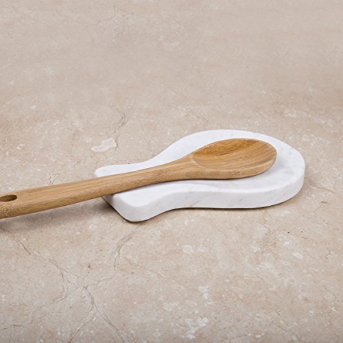 Creative Home Natural Marble Spoon Rest Ladle Utensil Holder, 7.9" L x