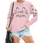 Mama Long Sleeve T-Shirt for Women Funny Letter Print Ma Mama Mom Bruh Mom Life Tops Cat Dog Lover Pullover Crewneck Tees