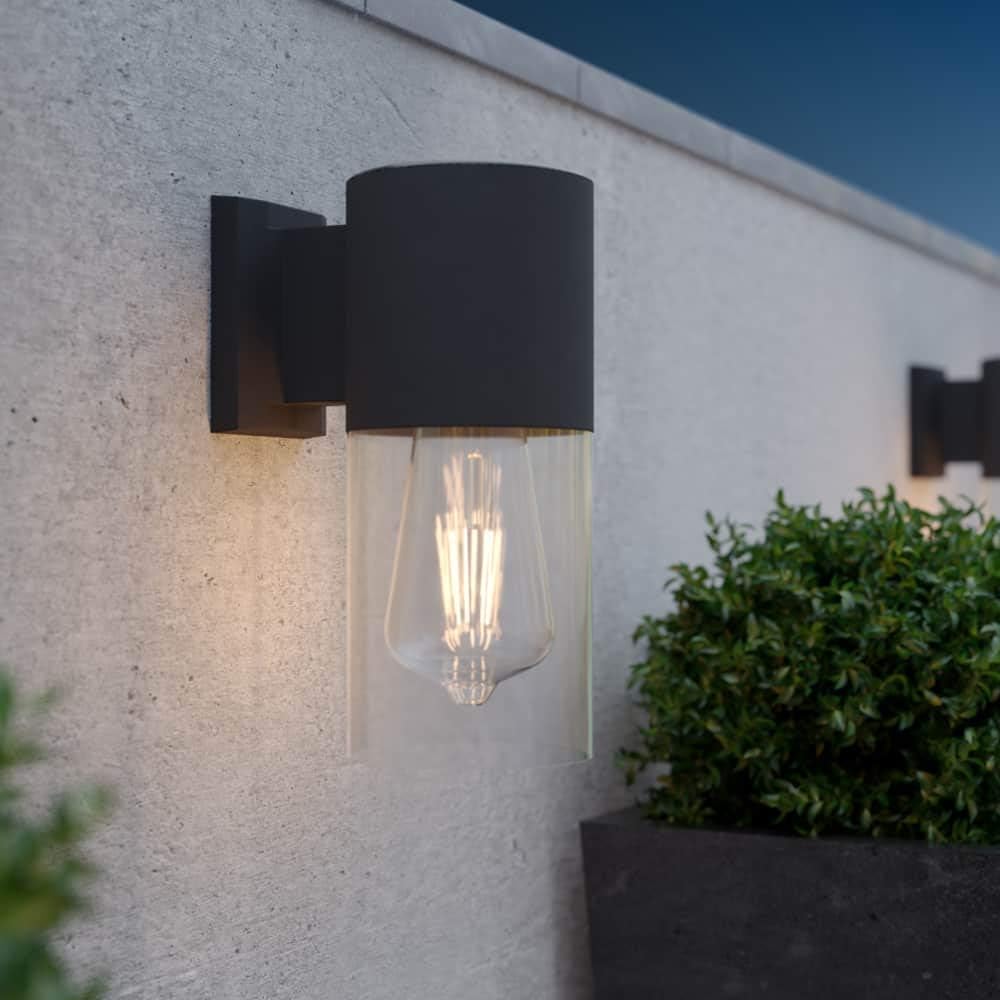 SolarCentre® Salcombe Outdoor Solar Powered Wall Light, Modern Dark Grey/Anthracite, Anthracite, White, Black, 17 x 25 x 10.5