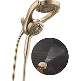 Delta 5-Setting HydroRain 2-in-1 Dual Shower Head with ProClean Spray, Brushed Gold High Pressure Shower Head with Handheld Spray, 1.75 GPM Flow Rate, Champagne Bronze 75419CZ