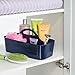 mDesign Plastic Portable Storage Organizer Caddy Tote - Divided Basket Bin with Handle for Bathroom, Dorm Room - Holds Hand Soap, Body Wash, Shampoo, Conditioner, Lotion - Large, 2 Pack - Navy Blue