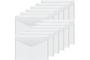 A4 Plastic Wallets Folder - 12Pcs Clear Document Folders Transparent Filing Envelopes Waterproof Plastic Envelopes File Holde