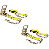 Mytee Products 4 in. x 30 ft. Ratchet Tie Down Straps with Chain Anchor 5400 Lbs WLL Flatbed Trailer Tie Down (2 Pack)