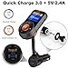 New Bluetooth FM Transmitter, Kinbom Auto-Scan FM Wireless Radio Adapter Receiver with 1.4 Display, Bluetooth 4.2, QC3.0/2.4A Dual Fast USB Charger SD Card Support Hands-Free Calling Car Kit (Orange)