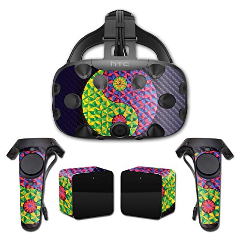 MightySkins Carbon Fiber Skin for HTC Vive Full Coverage - Neon Yin Yang | Prot…