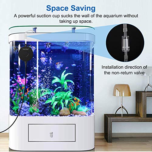 bedee Aquarium Air Pump, Quiet Fish Tank Air Pump, Small Oxygen Pump for Fish Tank 1-15 Gallon with Air Stone Check Valve Silicone Tube, 1W